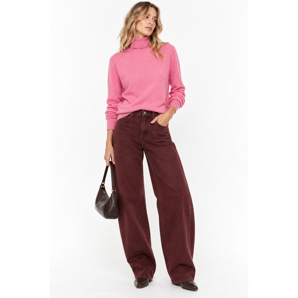 Sandro Paris Pink Turtleneck Sweater S Wool Minimalist Preppy Chic Layering Fall